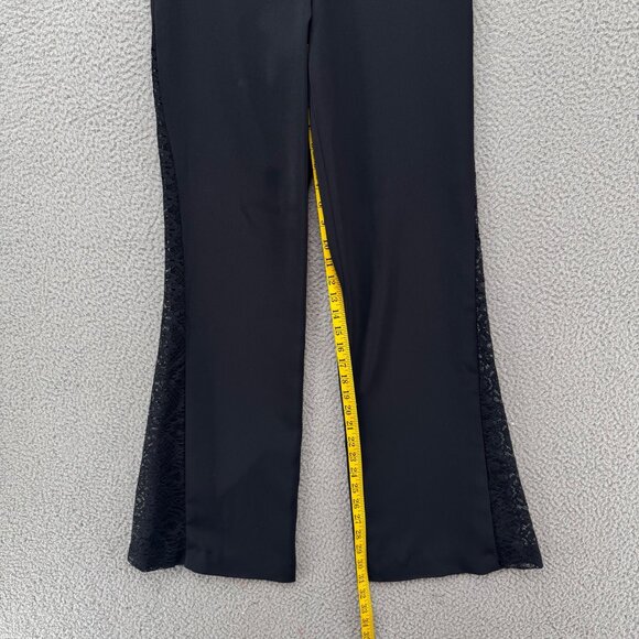 Alice Olivia Mandy Flare Pants Womens Black Crochet Lace Trim Back Zip Size 4 - Picture 10 of 12
